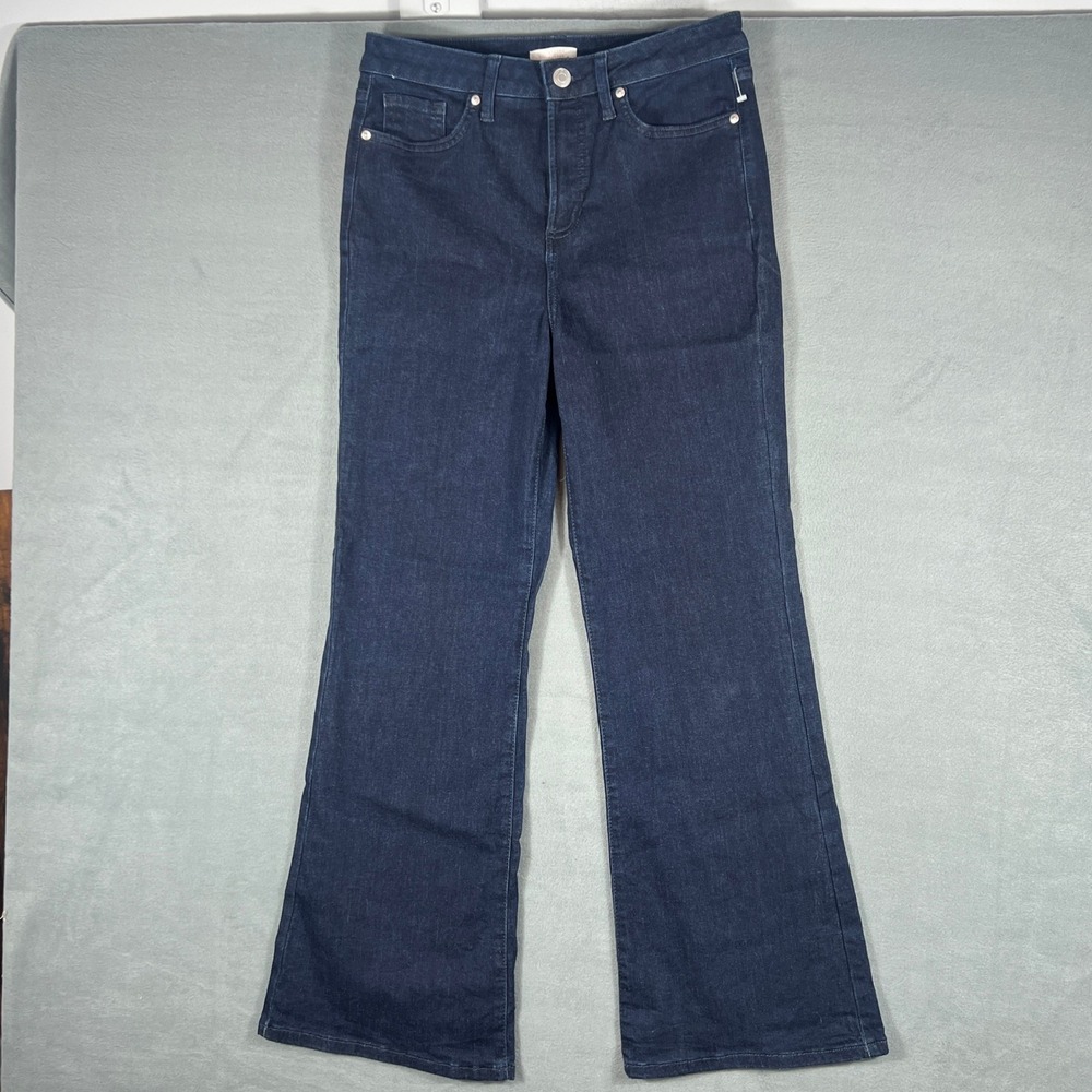 LC Lauren Conrad Womens Jeans 10 Dark Blue Super High Rise Flare Stretch Denim